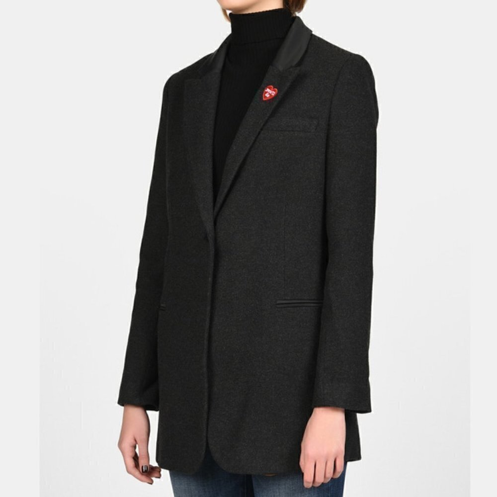 Zoe Karssen Relaxed Fit Wool Blend Blazer in Moonless Night Size XS NWT $235
